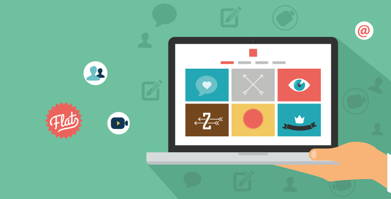 Image of a notebook with a open web site being held up by a hand.